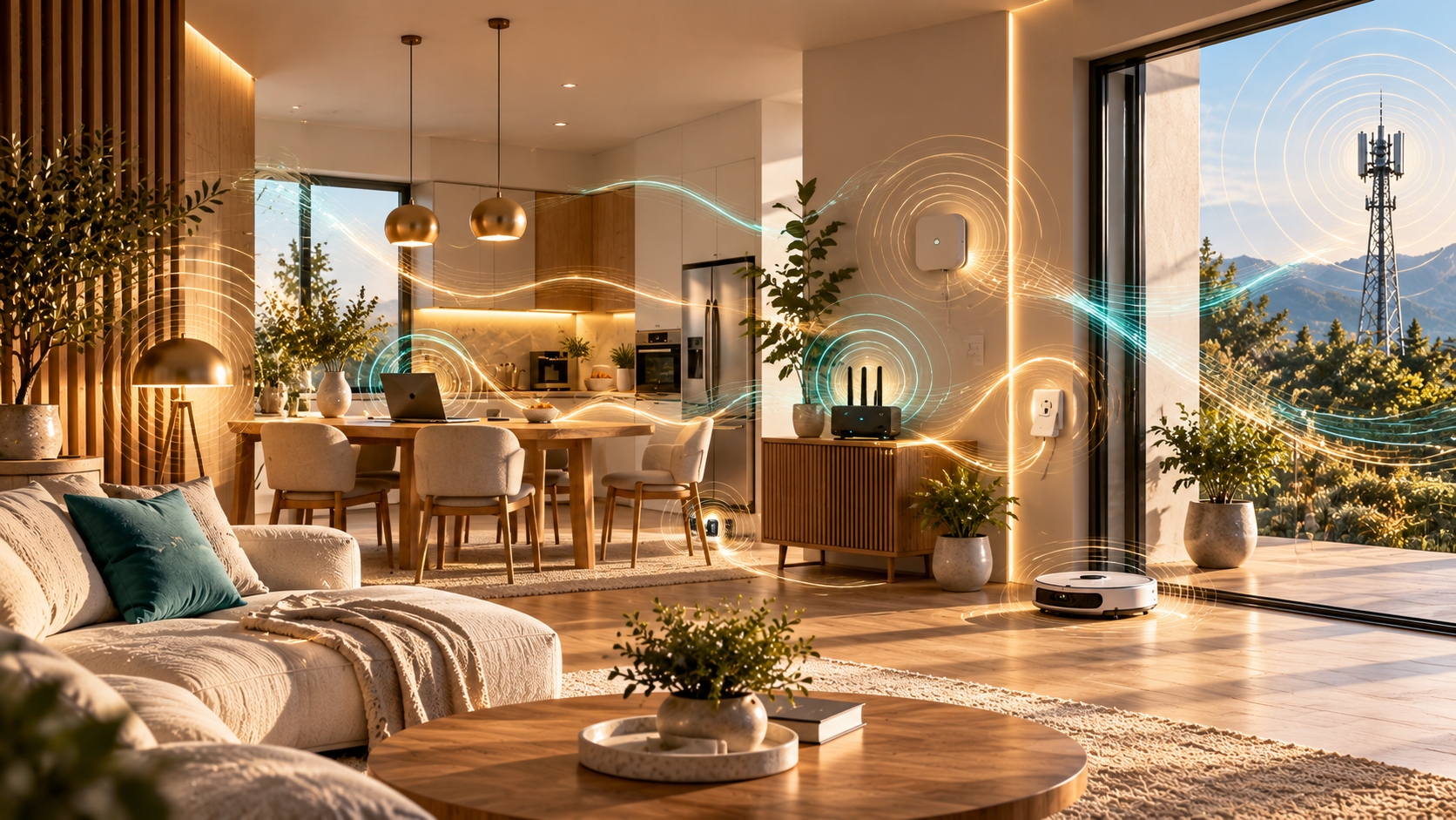 modern interior with different electromagnetic sources